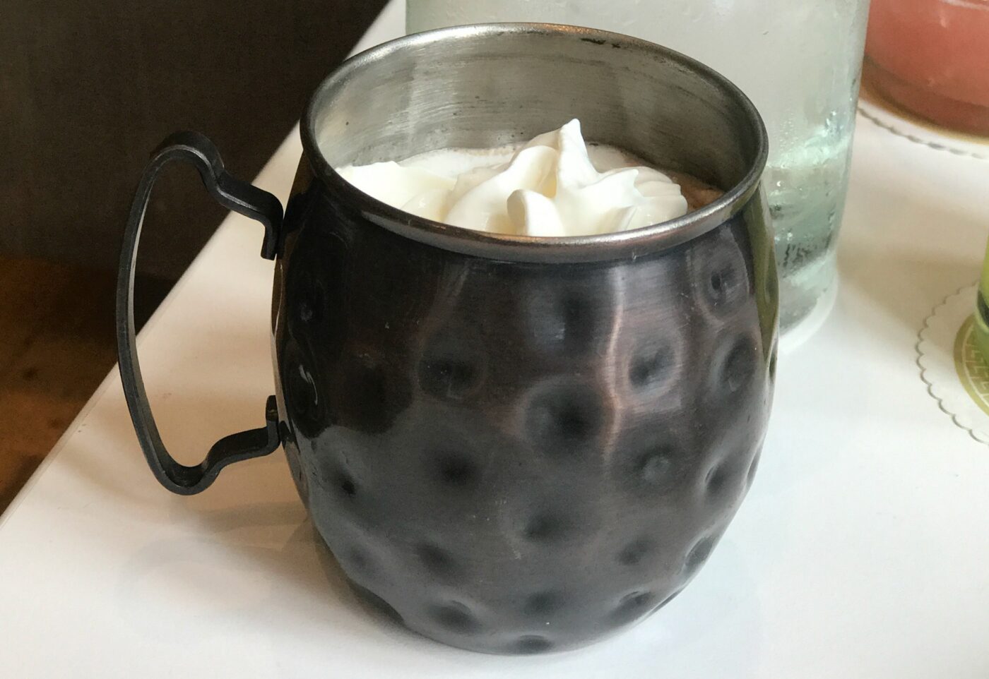 Ruben Ortega's desserts are worth the price of admission alone.  We thought it was necessary to pair them with one of several hot cocktails, the Chocolate-Atole. Mezcal gives a kick to the classic Oaxacan corn-thickened hot chocolate.