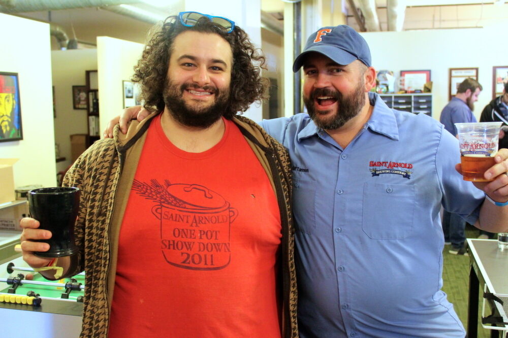 Former One Pot winner Matt Marcus of the Eatsie Boys and Saint Arnold marketing director Lennie Ambrose.
