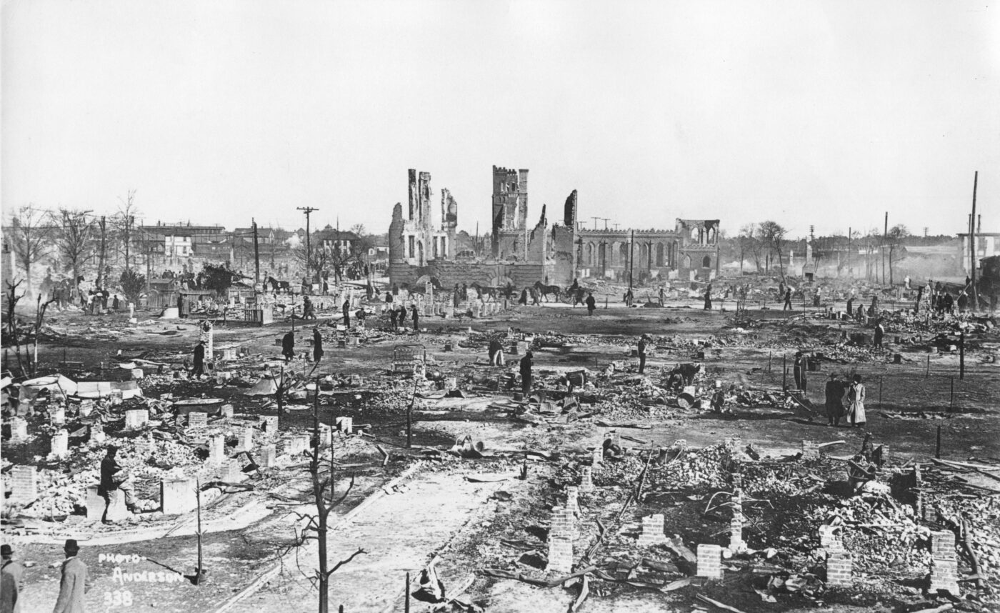 Not every Houston weather disaster is caused by water. Sometimes they’re caused by wind, as with the great fire of February 21, 1912 that destroyed 40 blocks in the Fifth and Second Wards and threatened to consume downtown. Vagrants trying to keep warm inside a vacant home at the corner of Hardy and Opelousas accidentally started a house fire that was spread by the cold winter winds in the dead of night; many Fifth Ward families escaped with only the nightclothes on their backs. A nor’easter that had blown into town whipped the winds to 38 miles an hour, pushing the fire south and causing an estimated $7 million in damages (nearly $175 million in today’s currency) as it spread, consuming everything from 32,000 bales of cotton at the Cleveland Compress Co. to 21 fully loaded Southern-Pacific rail cars. It remains the worst fire in Houston’s history.