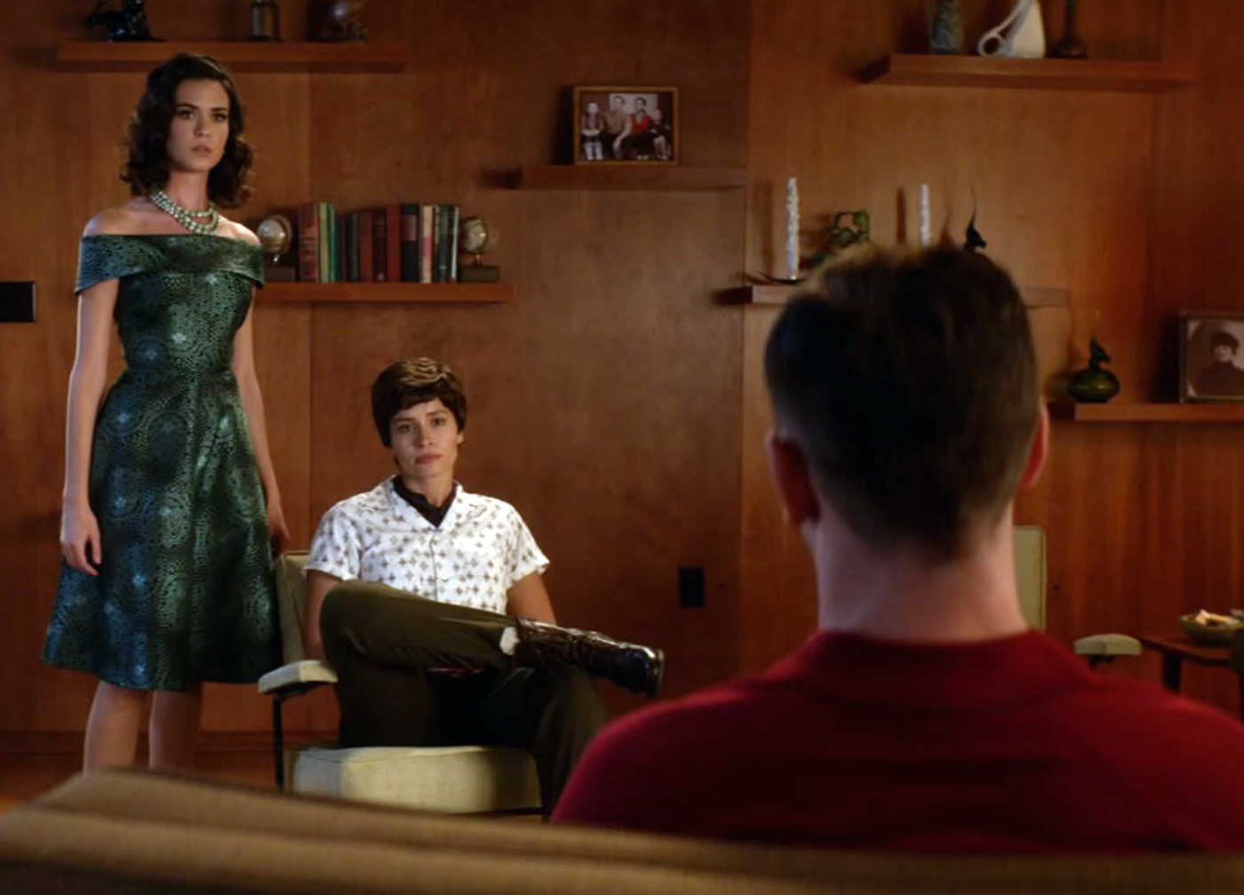 Dot has been training to become an astronaut and recruits Trudy to join her in DC for the NASA hearing on whether the agency should accept women (despite the ban on their military service, which prevents women candidates from having test pilot experience). The green dress continues to be spectacular.