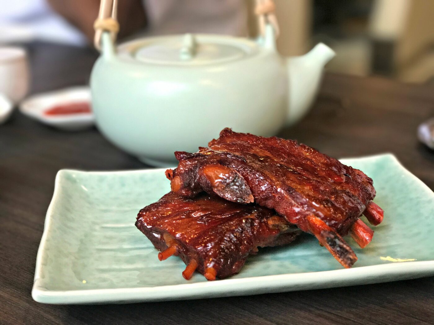 Hornigold insisted that we try the delicately flavored jasmine-smoked pork ribs. Imagine the sticky, oversweet take-out ribs you're used to, prepared instead by a Michelin-starred chef, and you've got the idea.