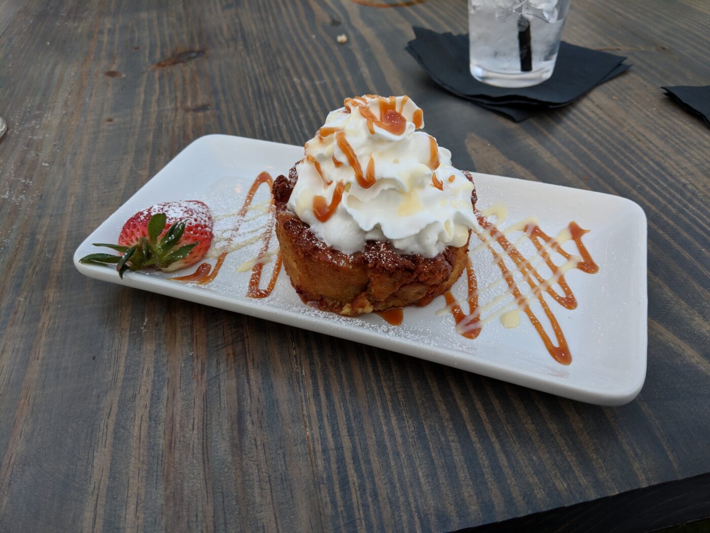 For dessert, the deep-fried waffle bread pudding ($8).