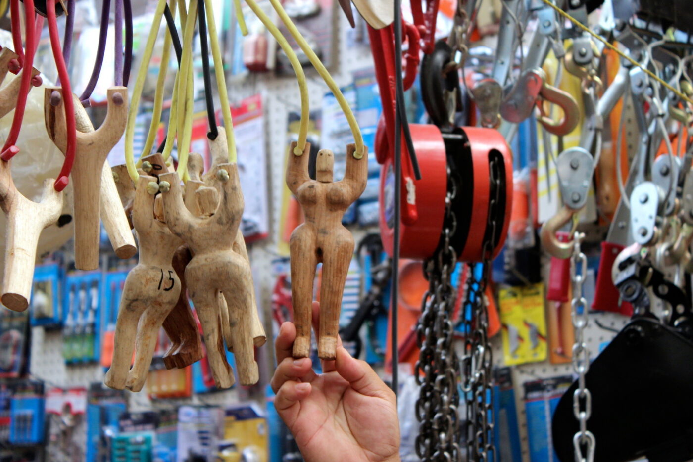 Slingshots were a popular item at many stalls.